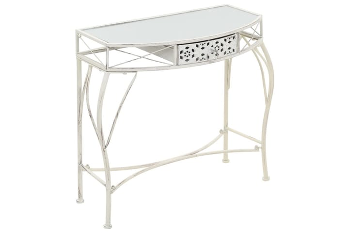 Sivupöytä ranskalaistyylinen metalli 82x39x76 cm valkoinen - Valkoinen - Lamppupöytä - Tarjotinpöytä & pikkupöytä