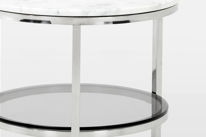 Sivupöytä Riseine 50 cm Pyöreä - Valkoinen/Teräs - Tarjotinpöytä & pikkupöytä - Lamppupöytä - Marmoripöydät