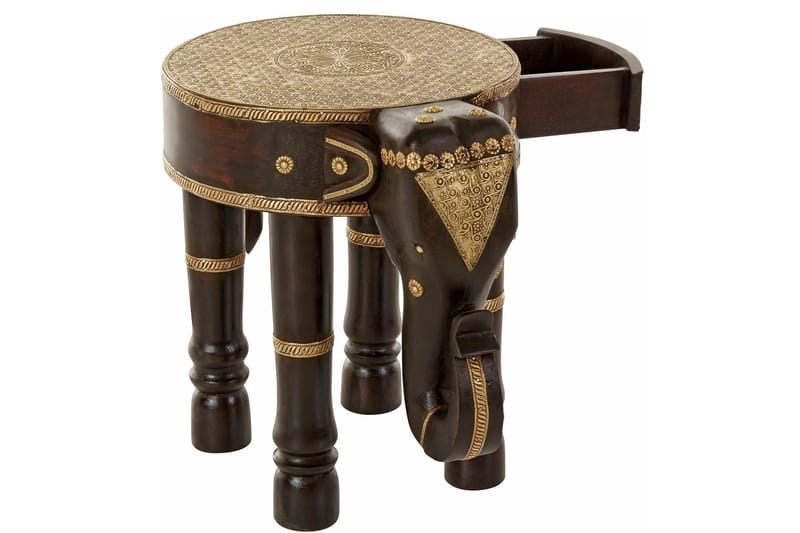 Sivupöytä Sarika 40 cm Pyöreä - Ruskea/Kulta - Huonekalut - Pöytä & ruokailuryhmä - Apupöytä & sivupöytä - Tarjotinpöytä & pikkupöytä