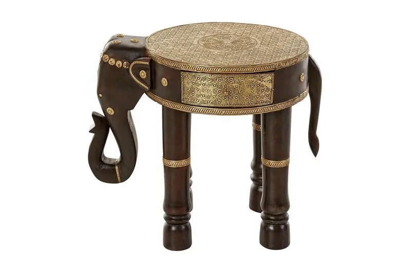 Sivupöytä Sarika 40 cm Pyöreä, Ruskea/Kulta