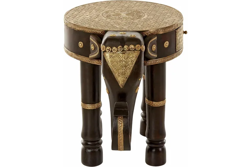 Sivupöytä Sarika 40 cm Pyöreä - Ruskea/Kulta - Huonekalut - Pöytä & ruokailuryhmä - Apupöytä & sivupöytä - Tarjotinpöytä & pikkupöytä