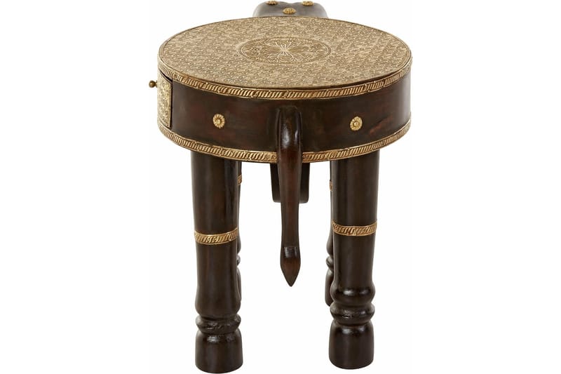 Sivupöytä Sarika 40 cm Pyöreä - Ruskea/Kulta - Huonekalut - Pöytä & ruokailuryhmä - Apupöytä & sivupöytä - Tarjotinpöytä & pikkupöytä