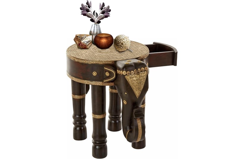 Sivupöytä Sarika 40 cm Pyöreä - Ruskea/Kulta - Huonekalut - Pöytä & ruokailuryhmä - Apupöytä & sivupöytä - Tarjotinpöytä & pikkupöytä