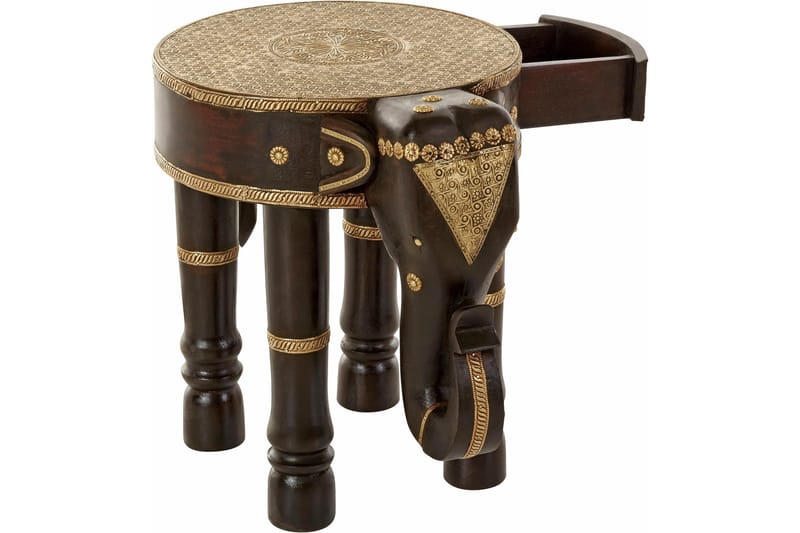 Sivupöytä Sarika 40 cm Pyöreä - Ruskea/Kulta - Huonekalut - Pöytä & ruokailuryhmä - Apupöytä & sivupöytä - Tarjotinpöytä & pikkupöytä