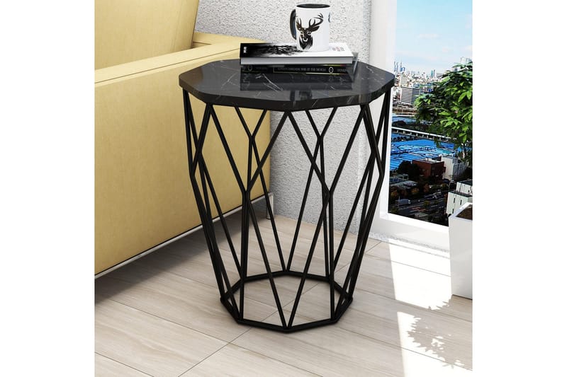 Sivupöytä Sofya Pyöreä 46 cm - Musta - Huonekalut - Pöytä & ruokailuryhmä - Apupöytä & sivupöytä - Tarjotinpöytä & pikkupöytä