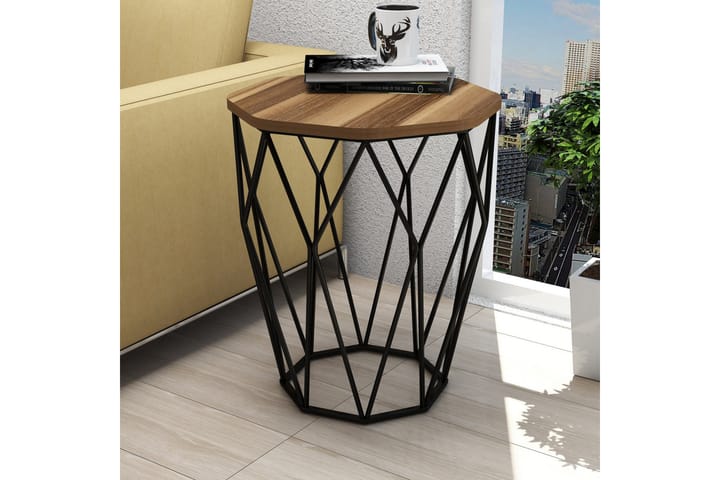 Sivupöytä Sofya Pyöreä 46 cm - Tummanruskea/Musta - Tarjotinpöytä & pikkupöytä - Lamppupöytä