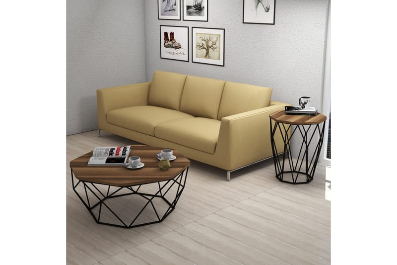 Sivupöytä Sofya Pyöreä 46 cm - Tummanruskea/Musta - Huonekalut - Pöytä & ruokailuryhmä - Apupöytä & sivupöytä - Tarjotinpöytä & pikkupöytä