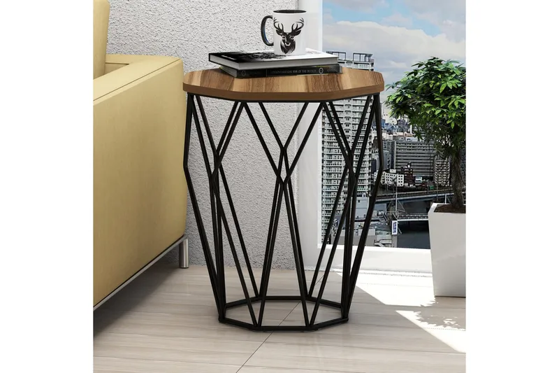 Sivupöytä Sofya Pyöreä 46 cm - Tummanruskea/Musta - Huonekalut - Pöytä & ruokailuryhmä - Apupöytä & sivupöytä - Tarjotinpöytä & pikkupöytä