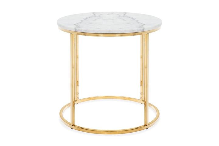 Sivupöytä Titania 50 cm Pyöreä Marmori - Valkoinen - Tarjotinpöytä & pikkupöytä - Lamppupöytä - Marmoripöydät
