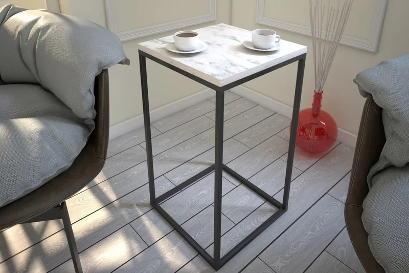 Sivupöytä Ubbeboda 35 cm - Valkoinen/Musta - Huonekalut - Pöytä & ruokailuryhmä - Apupöytä & sivupöytä - Tarjotinpöytä & pikkupöytä