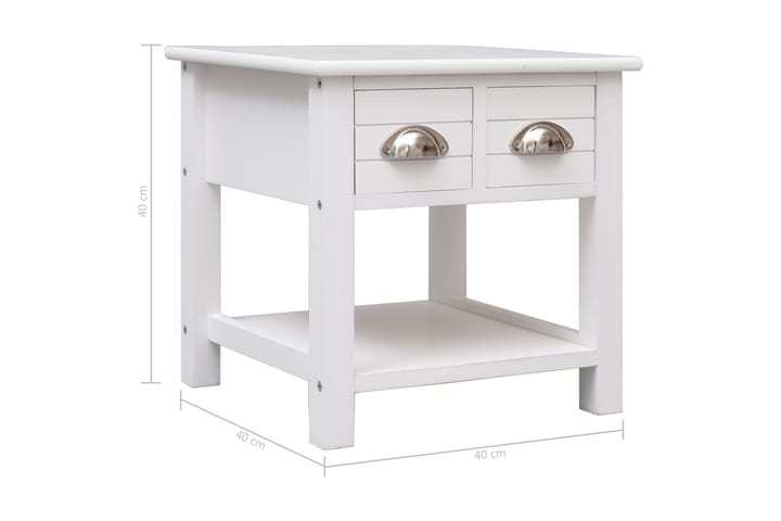 Sivupöytä valkoinen 40x40x40 cm keisaripuu - Valkoinen - Lamppupöytä - Tarjotinpöytä & pikkupöytä