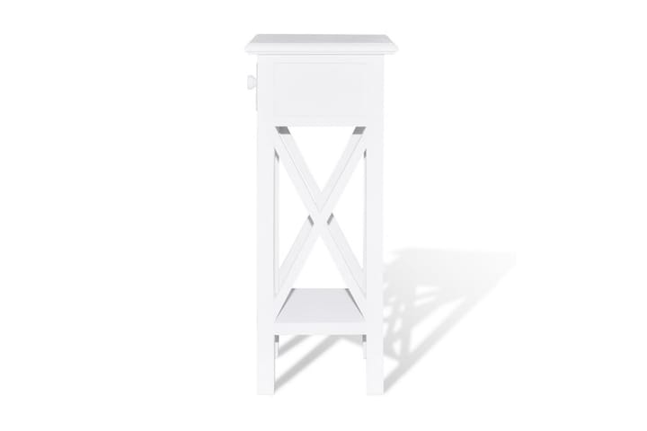 Sivupöytä vetolaatikolla ja rastisivuseinämillä valkoinen - Valkoinen - Lamppupöytä - Tarjotinpöytä & pikkupöytä