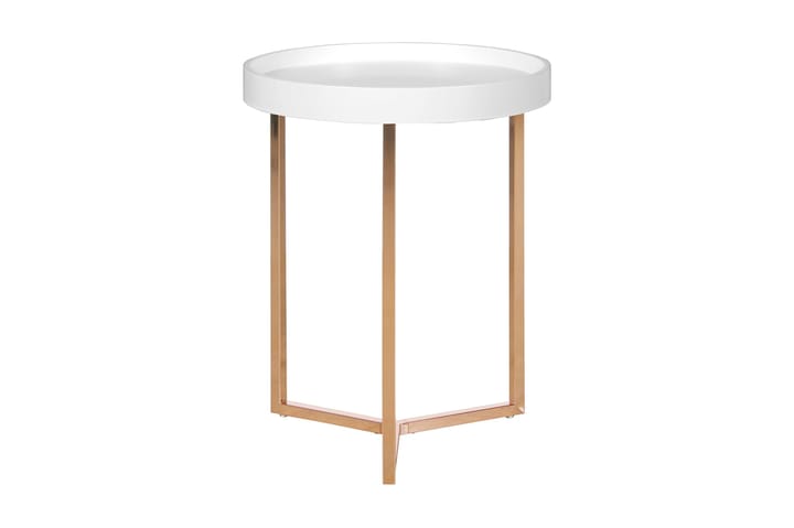 Sivupöytä Persais - Valkoinen/Messinki - Tarjotinpöytä & pikkupöytä - Lamppupöytä