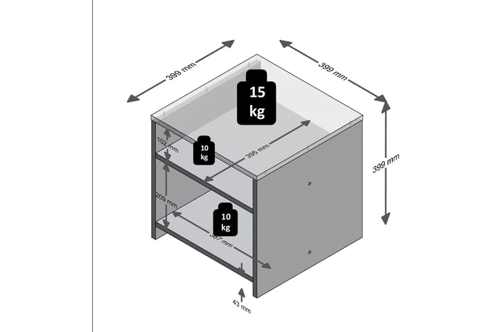 Sivupöytä Pangelinan 39 cm - Valkoinen/Harmaa - Tarjotinpöytä & pikkupöytä - Lamppupöytä