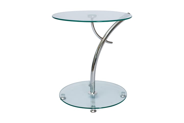 Sivupöytä Portella 50 cm Pyöreä - Lasi/Hopea - Tarjotinpöytä & pikkupöytä - Lamppupöytä