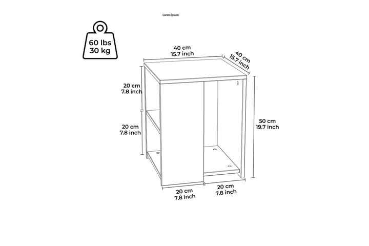 Sivupöytä Puento 40 cm - Valkoinen - Tarjotinpöytä & pikkupöytä - Lamppupöytä