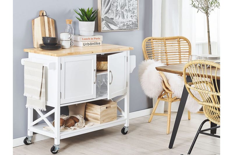 Tarjoiluvaunu Geveze 102 cm - Valkoinen - Huonekalut - Pöytä & ruokailuryhmä - Apupöytä & sivupöytä - Tarjotinpöytä & pikkupöytä