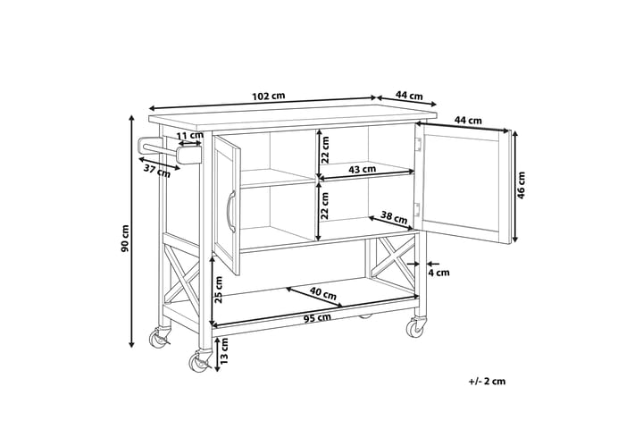 Tarjoiluvaunu Geveze 102 cm - Valkoinen - Tarjotinpöytä & pikkupöytä - Lamppupöytä