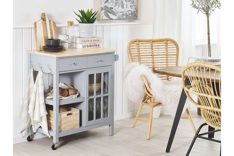 Tarjoiluvaunu Lencisa 80 cm - Harmaa - Huonekalut - Pöytä & ruokailuryhmä - Apupöytä & sivupöytä - Tarjotinpöytä & pikkupöytä