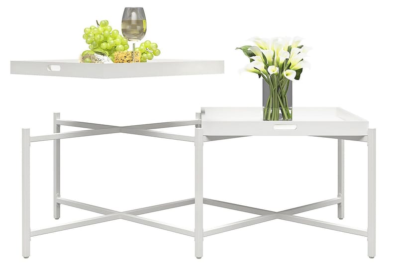 Tarjotinpöytä Coco 121 cm Valkoinen - CosmoLiving - Huonekalut - Pöytä & ruokailuryhmä - Apupöytä & sivupöytä - Tarjotinpöytä & pikkupöytä