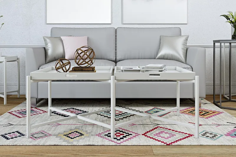 Tarjotinpöytä Coco 121 cm Valkoinen - CosmoLiving - Huonekalut - Pöytä & ruokailuryhmä - Apupöytä & sivupöytä - Tarjotinpöytä & pikkupöytä