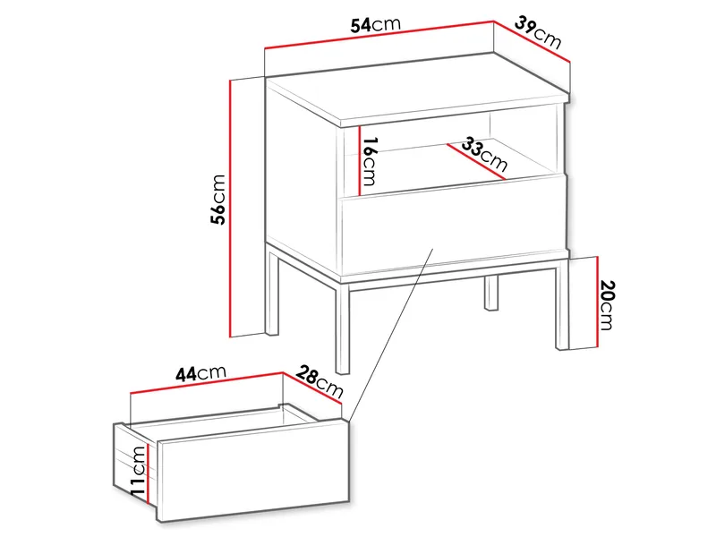Tenorio Yöpöytä 54 cm - Beige - Huonekalut - Pöytä & ruokailuryhmä - Apupöytä & sivupöytä - Yöpöytä