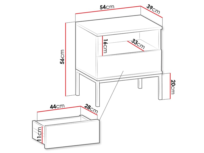 Tenorio Yöpöytä 54 cm - Beige - Huonekalut - Pöytä & ruokailuryhmä - Apupöytä & sivupöytä - Yöpöytä