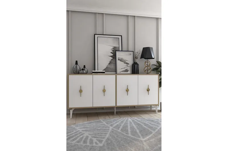 Thylen Konsolipöytä 180 cm - Tammi/Valkoinen - Huonekalut - Pöytä & ruokailuryhmä - Apupöytä & sivupöytä - Konsolipöytä