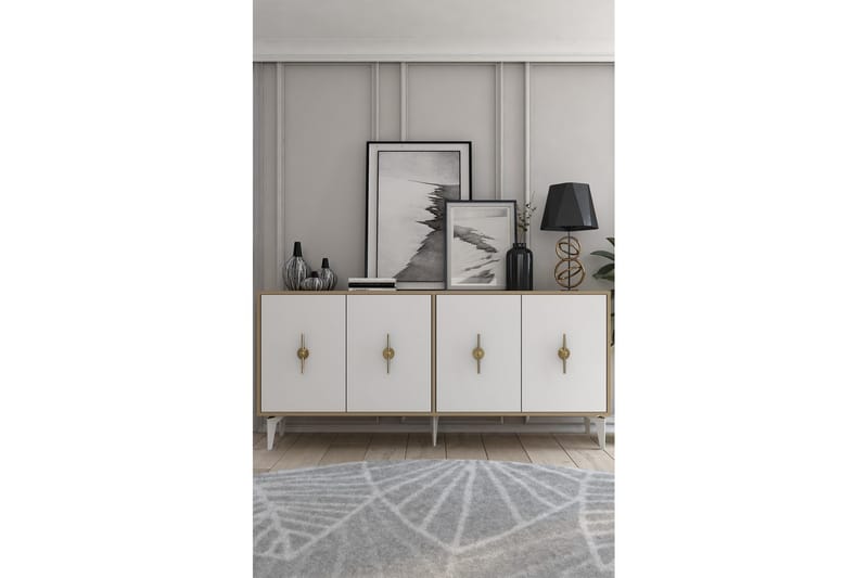 Thylen Konsolipöytä 180 cm - Tammi/Valkoinen - Huonekalut - Pöytä & ruokailuryhmä - Apupöytä & sivupöytä - Konsolipöytä