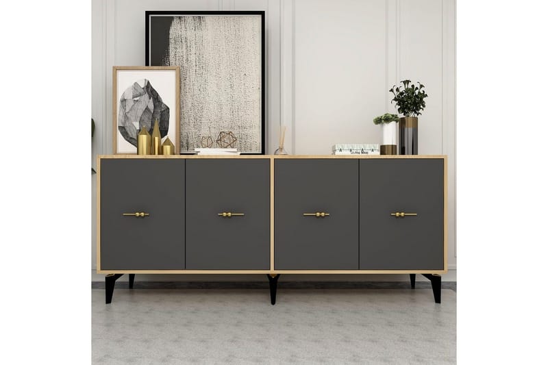 Thyros Konsolipöytä 180 cm - Tammi/Antrasiitti - Huonekalut - Pöytä & ruokailuryhmä - Apupöytä & sivupöytä - Konsolipöytä