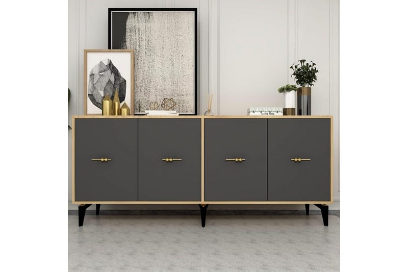 Thyros Konsolipöytä 180 cm - Tammi/Antrasiitti - Huonekalut - Pöytä & ruokailuryhmä - Apupöytä & sivupöytä - Konsolipöytä