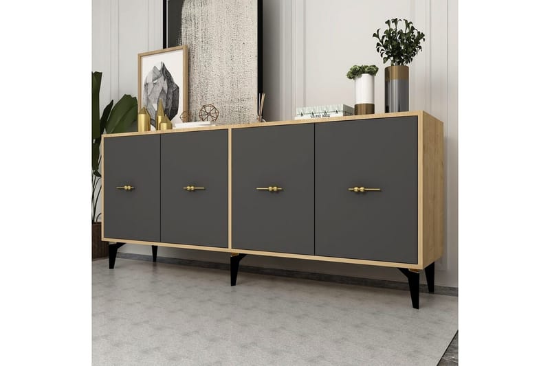 Thyros Konsolipöytä 180 cm - Tammi/Antrasiitti - Huonekalut - Pöytä & ruokailuryhmä - Apupöytä & sivupöytä - Konsolipöytä