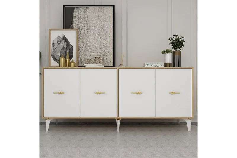 Thyros Konsolipöytä 180 cm - Tammi/Valkoinen - Huonekalut - Pöytä & ruokailuryhmä - Apupöytä & sivupöytä - Konsolipöytä