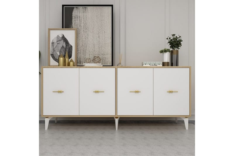 Thyros Konsolipöytä 180 cm - Tammi/Valkoinen - Huonekalut - Pöytä & ruokailuryhmä - Apupöytä & sivupöytä - Konsolipöytä