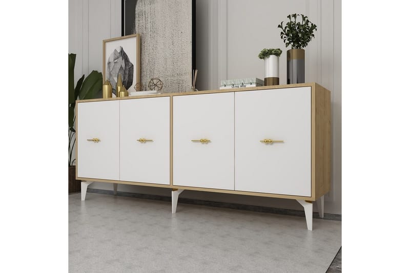 Thyros Konsolipöytä 180 cm - Tammi/Valkoinen - Huonekalut - Pöytä & ruokailuryhmä - Apupöytä & sivupöytä - Konsolipöytä