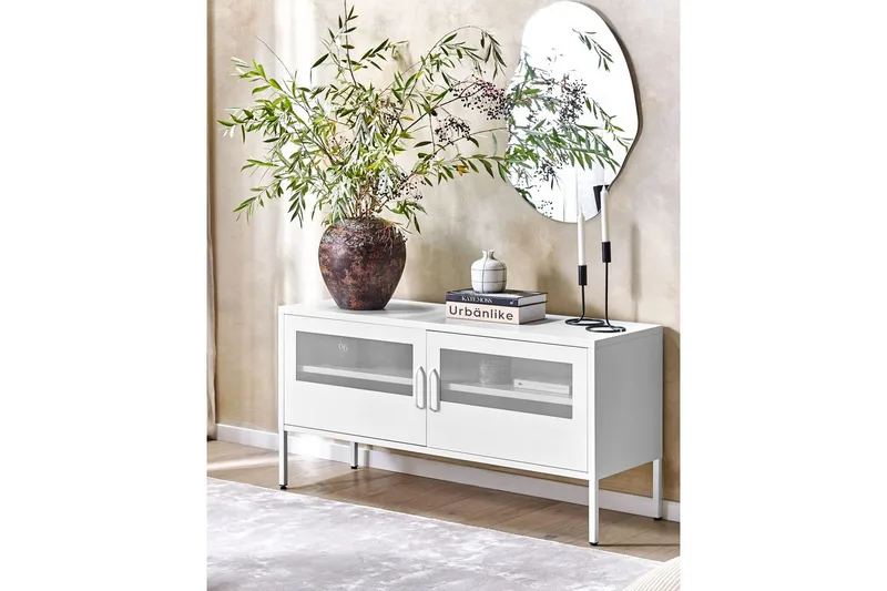 Toimistokaappi Morley Valkoinen - Valkoinen - Huonekalut - Pöytä & ruokailuryhmä - Apupöytä & sivupöytä - Tarjotinpöytä & pikkupöytä