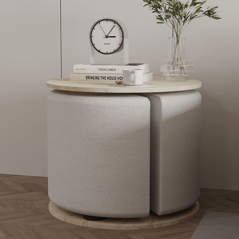 Torven sivupöytäsetti 43x47x43 cm - Travertiini - Huonekalut - Pöytä & ruokailuryhmä - Apupöytä & sivupöytä - Tarjotinpöytä & pikkupöytä