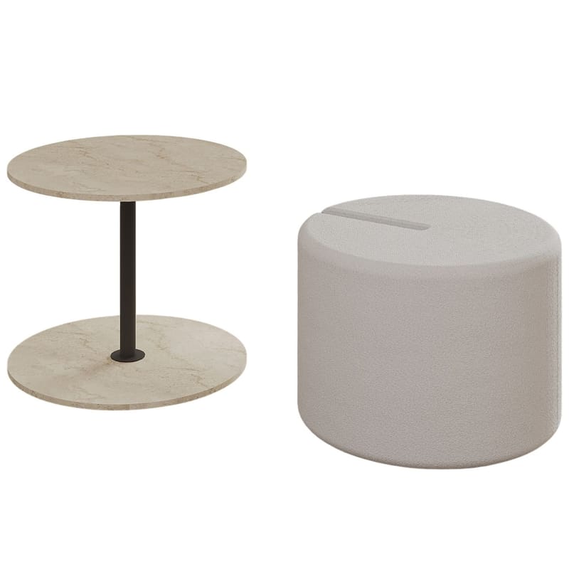 Torven sivupöytäsetti 43x47x43 cm, Travertiini