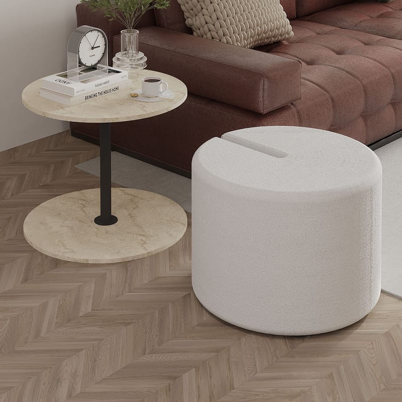 Torven sivupöytäsetti 43x47x43 cm - Travertiini - Huonekalut - Pöytä & ruokailuryhmä - Apupöytä & sivupöytä - Tarjotinpöytä & pikkupöytä