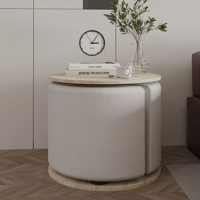 Torven sivupöytäsetti 43x47x43 cm - Travertiini - Huonekalut - Pöytä & ruokailuryhmä - Apupöytä & sivupöytä - Tarjotinpöytä & pikkupöytä