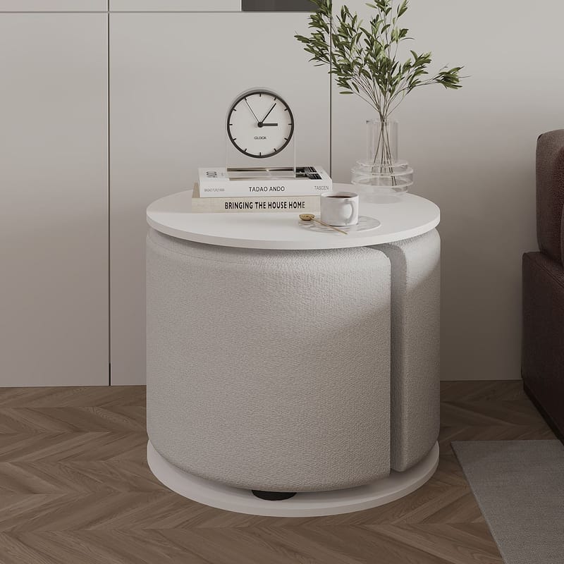 Torven sivupöytäsetti 43x47x43 cm - Valkoinen - Huonekalut - Pöytä & ruokailuryhmä - Apupöytä & sivupöytä - Tarjotinpöytä & pikkupöytä