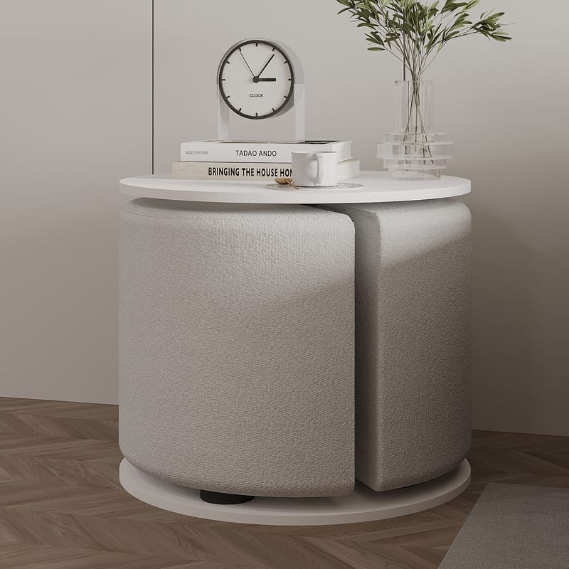 Torven sivupöytäsetti 43x47x43 cm - Valkoinen - Huonekalut - Pöytä & ruokailuryhmä - Apupöytä & sivupöytä - Tarjotinpöytä & pikkupöytä