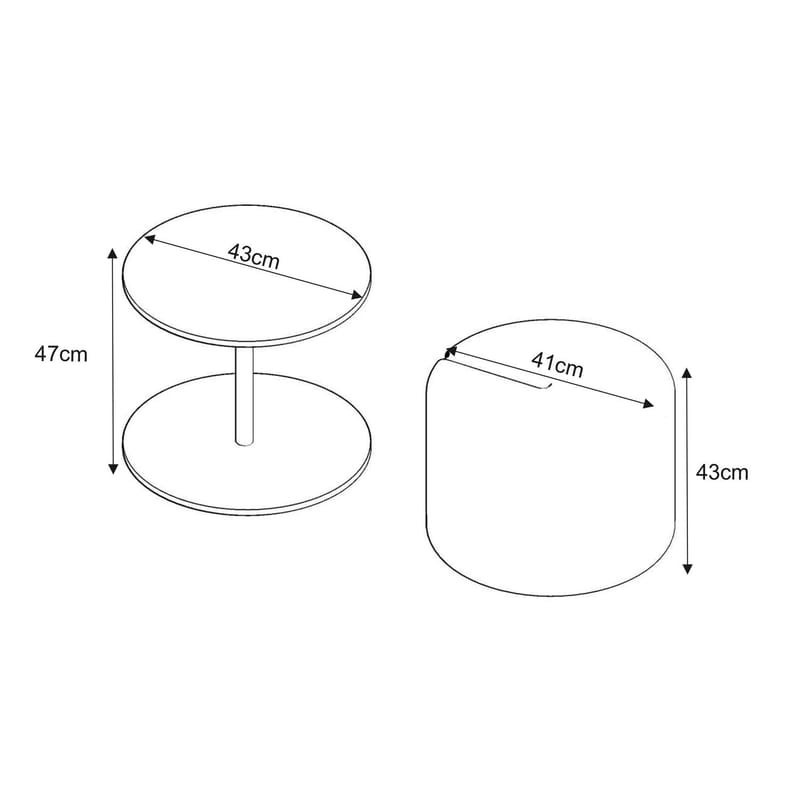 Torven sivupöytäsetti 43x47x43 cm - Walnut - Huonekalut - Pöytä & ruokailuryhmä - Apupöytä & sivupöytä - Tarjotinpöytä & pikkupöytä