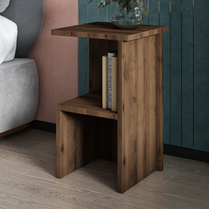 Tunel yöpöytä 29,6x50x29,6 cm - antiikkipähkinä - Huonekalut - Pöytä & ruokailuryhmä - Apupöytä & sivupöytä - Yöpöytä