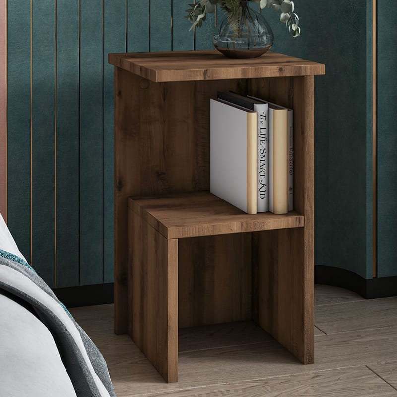 Tunel yöpöytä 29,6x50x29,6 cm - antiikkipähkinä - Huonekalut - Pöytä & ruokailuryhmä - Apupöytä & sivupöytä - Yöpöytä