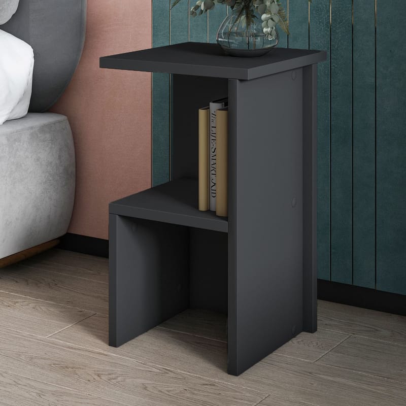 Tunel yöpöytä 29,6x50x29,6 cm - Antrasiitti - Huonekalut - Pöytä & ruokailuryhmä - Apupöytä & sivupöytä - Yöpöytä