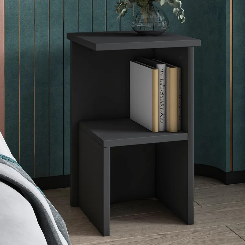 Tunel yöpöytä 29,6x50x29,6 cm - Antrasiitti - Huonekalut - Pöytä & ruokailuryhmä - Apupöytä & sivupöytä - Yöpöytä