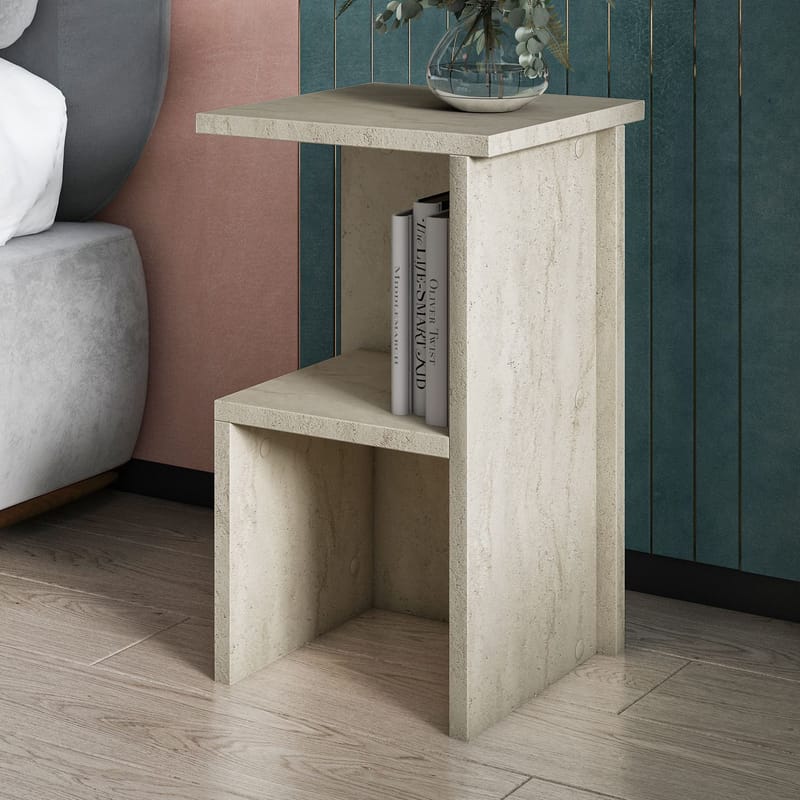 Tunel yöpöytä 29,6x50x29,6 cm - Travertiini - Huonekalut - Pöytä & ruokailuryhmä - Apupöytä & sivupöytä - Yöpöytä