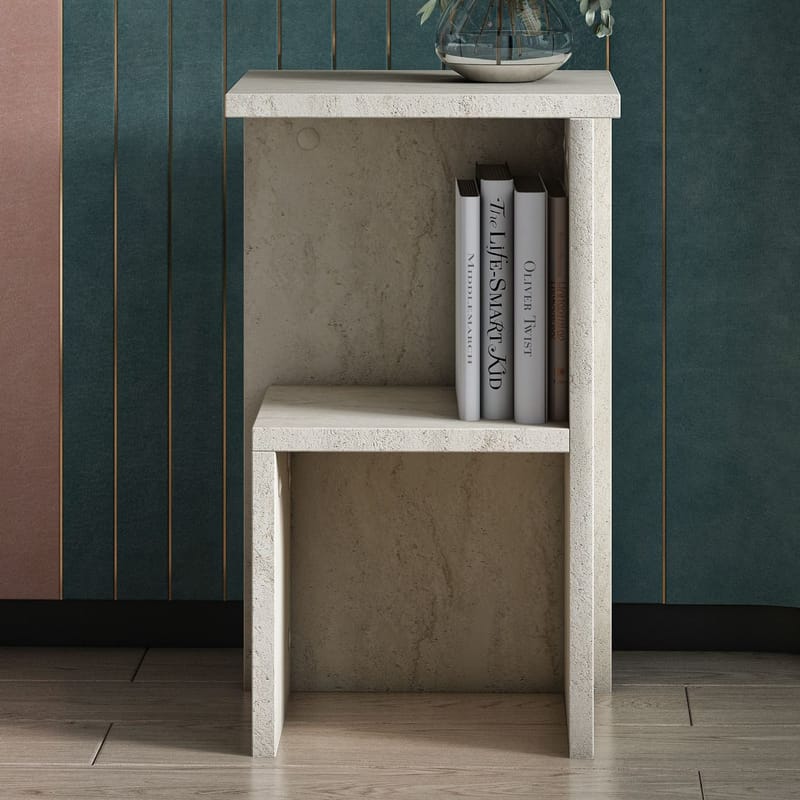 Tunel yöpöytä 29,6x50x29,6 cm - Travertiini - Huonekalut - Pöytä & ruokailuryhmä - Apupöytä & sivupöytä - Yöpöytä