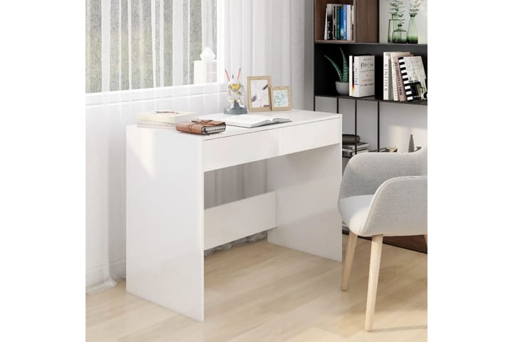Työpöytä korkeakiilto valkoinen 101x50x76,5 cm lastulevy - Valkoinen - Yöpöytä